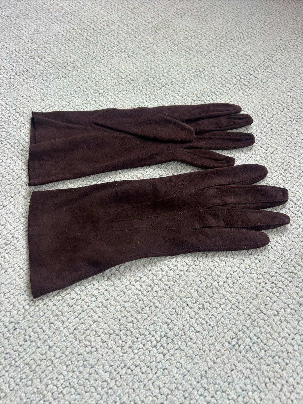 Vintage Dark Brown Suede Women's Opera Gloves